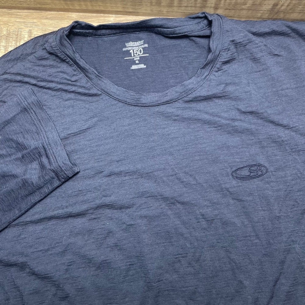 Icebreaker 150 Merino Wool Long Sleeve Base Layer Shirt Mens XL Navy *FLAW Read*